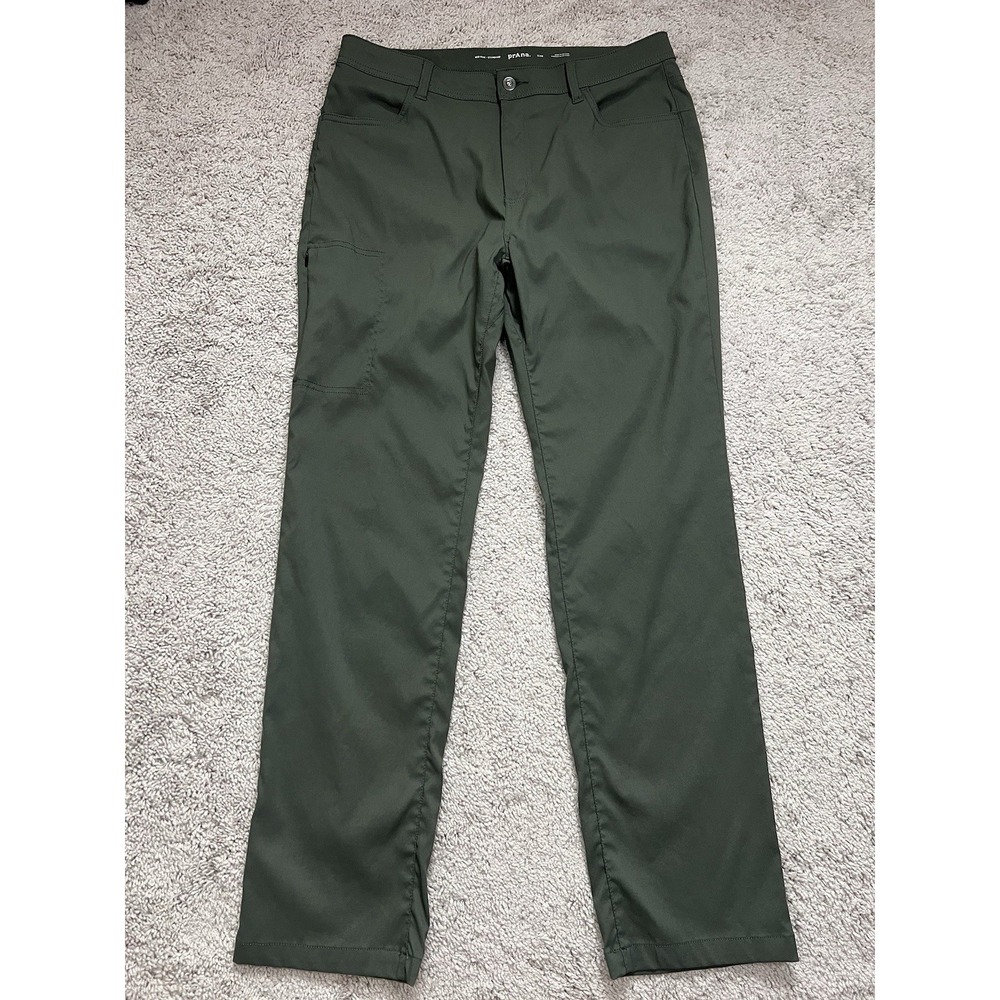 Women's Prana Pants Outdoor Hiking Stretch Size 12 Olive Mid Rise Standard Fit